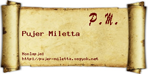 Pujer Miletta névjegykártya